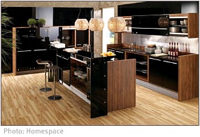 Unity in a modern black and wood kitchen