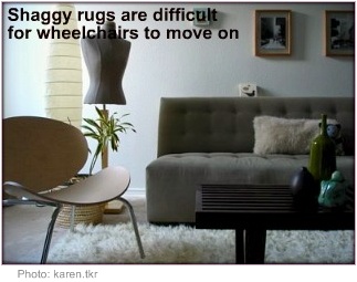 Accessible home design shaggy rug