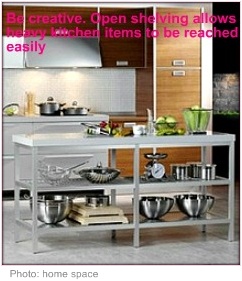 Wheelchair accessible kitchen open shelving